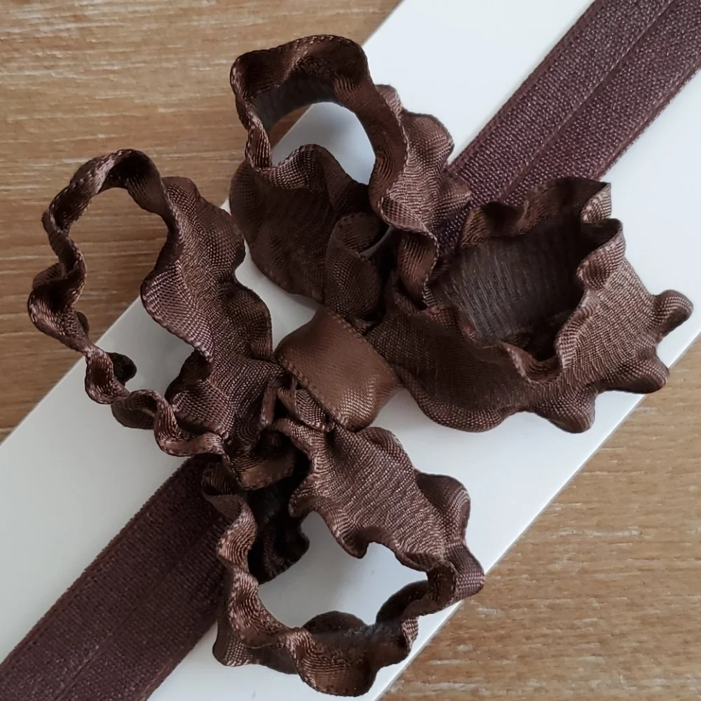 Shimmy Shimmy Brown Ruffle Bow Headband Baby Toddler NWT Made in USA